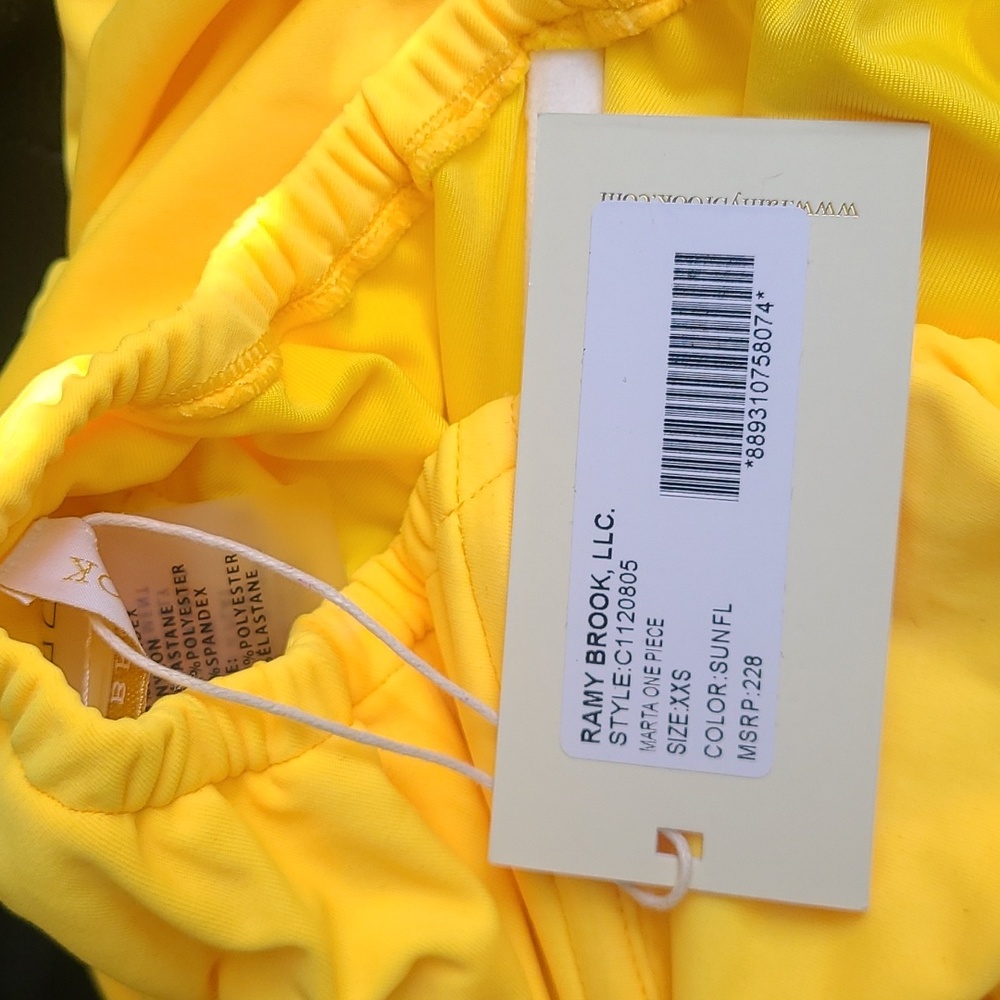 NWT $228 Ramy Brook Marta Strapless Swimsuit One Piece size XXS sunflower - Picture 6 of 10